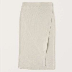 Abercrombie & Fitch Wrap Ribbed Midi Skirt